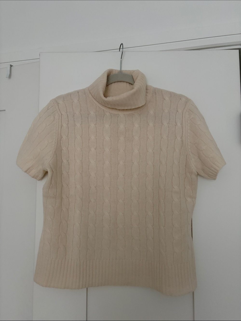 Lord & Taylor 100% Cashmere Cable-Knit Short Sleeve Turtleneck Sweater
